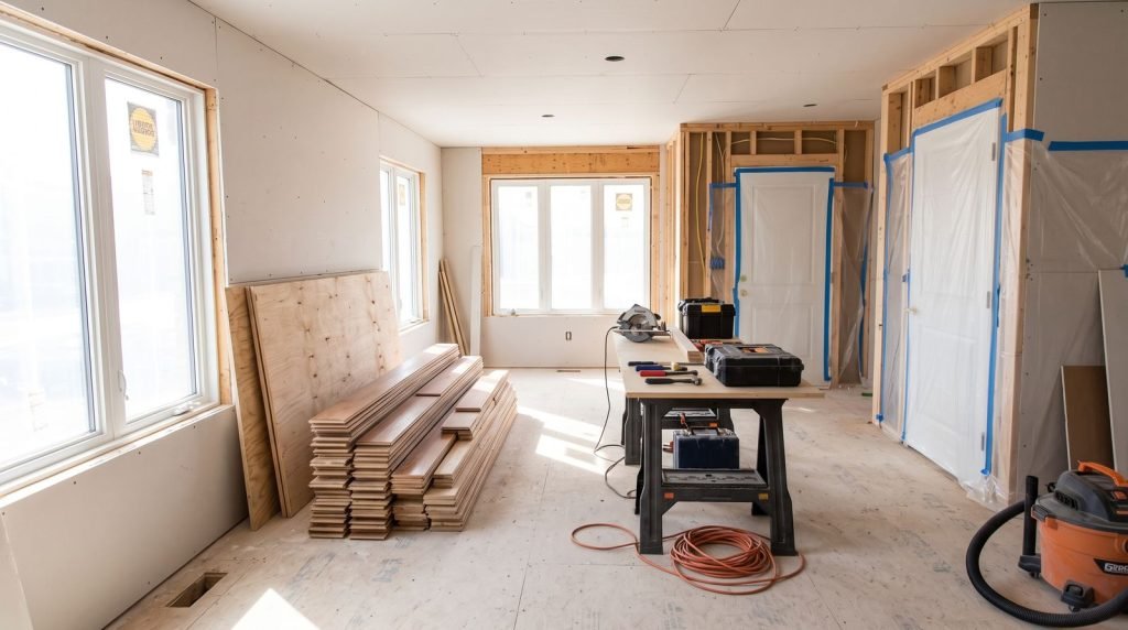 Organized renovation work site showing professional project management by Set Up Care Construction.